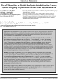 Cover page: Racial Disparities in Opioid Analgesia Administration Among Adult Emergency Department Patients with Abdominal Pain