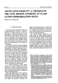 Cover page: Advocating Inequity: A Critique of the Civil Rights Attorney in Class Action Desegregation Suits