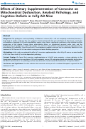 Cover page: Effects of Dietary Supplementation of Carnosine on Mitochondrial Dysfunction, Amyloid Pathology, and Cognitive Deficits in 3xTg-AD Mice