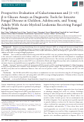 Cover page: Prospective Evaluation of Galactomannan and (1→3) β-d-Glucan Assays as Diagnostic Tools for Invasive Fungal Disease in Children, Adolescents, and Young Adults With Acute Myeloid Leukemia Receiving Fungal Prophylaxis.