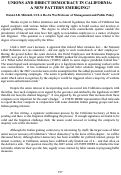 Cover page: Unions and Direct Democracy in California: A New Pattern Emerging?