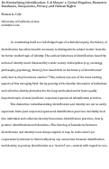 Cover page: De-Neutralizing Identification: S. &amp; Marper v. United Kingdom, Biometric Databases, Uniqueness, Privacy, and Human Rights