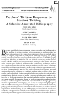 Cover page: An Annotated Bibliography of Writing Assessment: Teacher's Written Responses to Student Writing