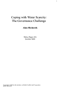 Cover page of Policy Paper 54: Coping with Water Scarcity: The Governance Challenge
