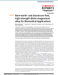 Cover page: Rare-earth- and aluminum-free, high strength dilute magnesium alloy for Biomedical Applications