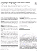 Cover page: Association of Vitamin D Status and COVID-19-Related Hospitalization and Mortality