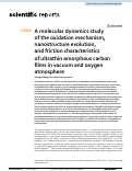 Cover page: A molecular dynamics study of the oxidation mechanism, nanostructure evolution, and friction characteristics of ultrathin amorphous carbon films in vacuum and oxygen atmosphere