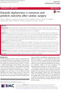 Cover page: Diastolic dysfunction is common and predicts outcome after cardiac surgery