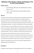 Cover page: Modeling of Near-Surface Leakage and Seepage of CO2 for Risk Characterization