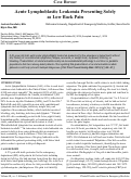 Cover page: Acute Lymphoblastic Leukemia Presenting Solely as Low Back Pain