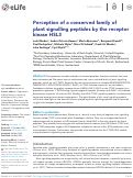 Cover page: Perception of a conserved family of plant signalling peptides by the receptor kinase HSL3.