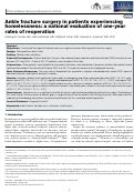 Cover page: Ankle fracture surgery in patients experiencing homelessness: a national evaluation of one-year rates of reoperation.