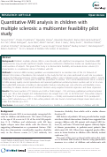 Cover page: Quantitative MRI analysis in children with multiple sclerosis: a multicenter feasibility pilot study