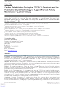 Cover page: Cardiac Rehabilitation During the COVID-19 Pandemic and the Potential for Digital Technology to Support Physical Activity Maintenance: Qualitative Study