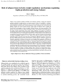 Cover page: Role of adipose tissue in body-weight regulation: mechanisms regulating leptin production and energy balance