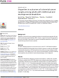 Cover page: Disparities in outcomes of colorectal cancer surgery among adults with intellectual and developmental disabilities.