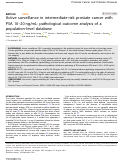 Cover page: Active surveillance in intermediate-risk prostate cancer with PSA 10-20 ng/mL: pathological outcome analysis of a population-level database.