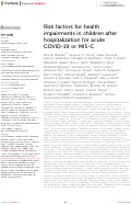 Cover page: Risk factors for health impairments in children after hospitalization for acute COVID-19 or MIS-C.