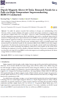 Cover page: Dipole Magnets above 20 Tesla: Research Needs for a Path via High-Temperature Superconducting REBCO Conductors