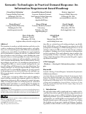 Cover page of Semantic Technologies in Practical Demand Response: An Information Requirement-based Roadmap