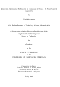 Cover page: Quantum Dynamical Behaviour in Complex Systems - A Semiclassical Approach