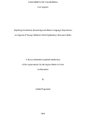 Cover page: Exploring Vocabulary Knowledge and Home Language Experiences on Aspects of Young Children’s Oral Explanatory Discourse Skills