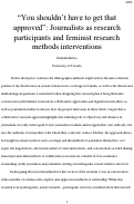 Cover page of “You shouldn’t have to get that approved”: Journalists as research participants and feminist research methods interventions