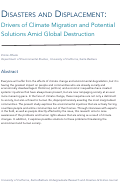 Cover page: Disasters and Displacement: Drivers of Climate Migration and Potential Solutions Amid Global Destruction&nbsp;