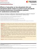 Cover page: Effects of education on low-phosphate diet and phosphate binder intake to control serum phosphate among maintenance hemodialysis patients: A randomized controlled trial