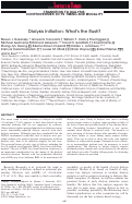 Cover page: Dialysis Initiation: What's the Rush?