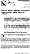 Cover page: Educating Students of Refugee Backgrounds: Critical Language Teacher Education in TESOL