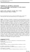 Cover page: Validation of a self-efficacy instrument and its relationship to performance of crisis resource management skills