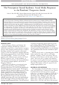 Cover page: The Prescription Opioid Epidemic: Social Media Responses to the Residents’ Perspective Article