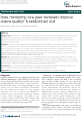 Cover page: Does mentoring new peer reviewers improve review quality? A randomized trial
