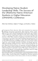 Cover page: Developing Native Student Leadership Skills: The Success of the Oklahoma Native American Students in Higher Education (ONASHE) Conference