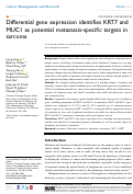 Cover page: Differential gene expression identifies KRT7 and MUC1 as potential metastasis-specific targets in sarcoma.