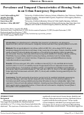 Cover page: Prevalence and Temporal Characteristics of Housing Needs in an Urban Emergency Department