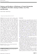 Cover page: Patterns and Predictors of Disclosure of Sexual Orientation to Healthcare Providers among Lesbians, Gay Men, and Bisexuals