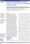 Cover page: Developing a definition of immune exclusion in cancer: results of a modified Delphi workshop.