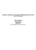 Cover page: Preliminary Findings from an Analysis of Building Energy Information System Technologies
