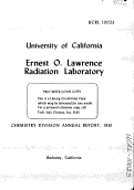 Cover page: Chemistry Division Annual Report, 1961