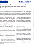 Cover page: The Importance of Human Immunodeficiency Virus Research for Transgender and Gender-Nonbinary Individuals