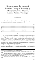 Cover page: Reconstructing the Limits of Schmitt’s Theory of Sovereignty: A Case for Law As Rhetoric, Not As Political Theology