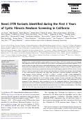 Cover page: Novel CFTR Variants Identified during the First 3 Years of Cystic Fibrosis Newborn Screening in California