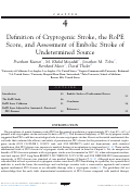 Cover page: Chapter 4 Definition of Cryptogenic Stroke, the RoPE Score, and Assessment of Embolic Stroke of Undetermined Source