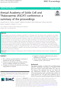 Cover page: Annual Academy of Sickle Cell and Thalassaemia (ASCAT) conference: a summary of the proceedings