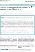 Cover page: The basic research factors questionnaire for studying early childhood caries