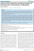 Cover page: A Role for Gene Duplication and Natural Variation of Gene Expression in the Evolution of Metabolism