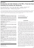 Cover page: Development and Initial Validation of the PEG, a Three-item Scale Assessing Pain Intensity and Interference