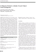 Cover page: Is Religiosity Related to Attitudes Toward Clinical Trials Participation?